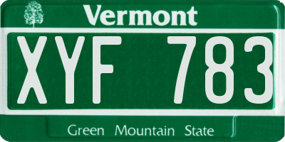 VT license plate XYF783