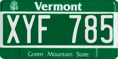 VT license plate XYF785