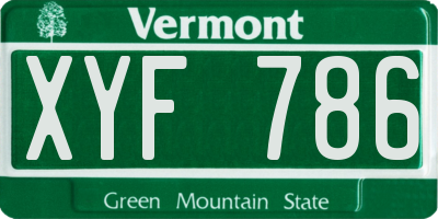 VT license plate XYF786