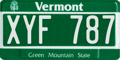 VT license plate XYF787