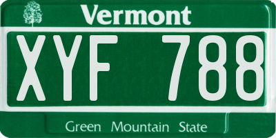 VT license plate XYF788