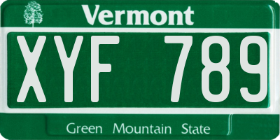 VT license plate XYF789