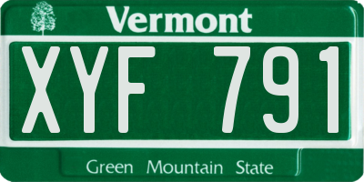 VT license plate XYF791