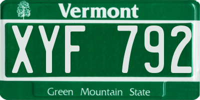 VT license plate XYF792