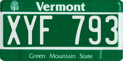 VT license plate XYF793