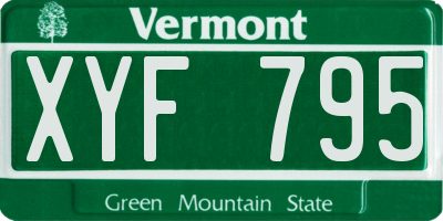 VT license plate XYF795