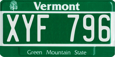VT license plate XYF796