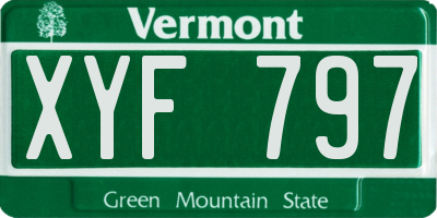 VT license plate XYF797