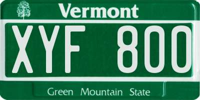 VT license plate XYF800