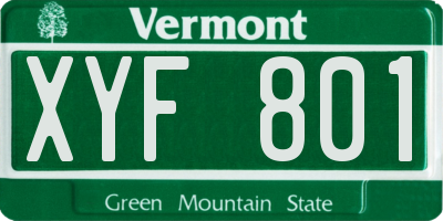 VT license plate XYF801