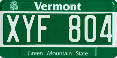 VT license plate XYF804