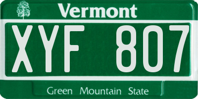 VT license plate XYF807