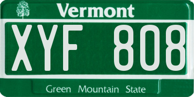 VT license plate XYF808