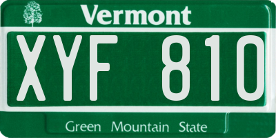 VT license plate XYF810