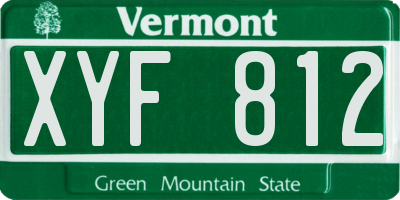 VT license plate XYF812