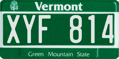 VT license plate XYF814