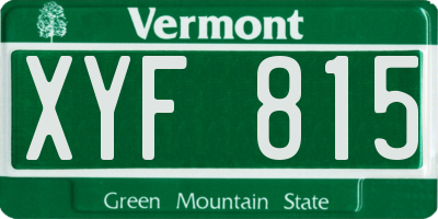 VT license plate XYF815