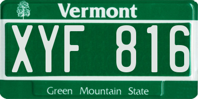VT license plate XYF816