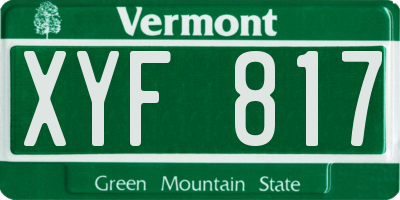 VT license plate XYF817