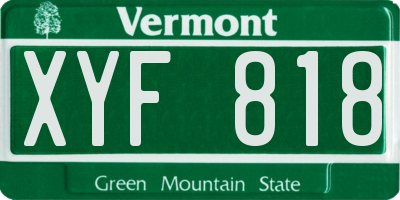 VT license plate XYF818