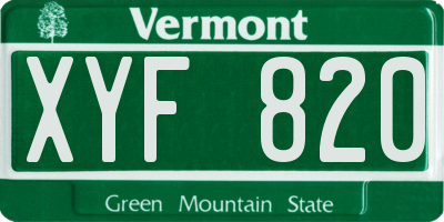VT license plate XYF820