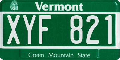 VT license plate XYF821