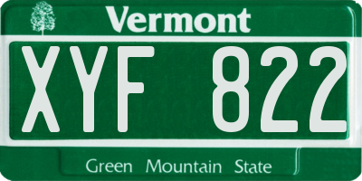 VT license plate XYF822