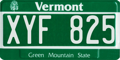 VT license plate XYF825