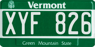 VT license plate XYF826