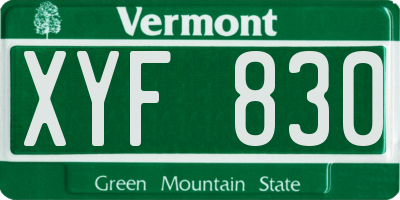 VT license plate XYF830