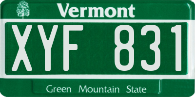 VT license plate XYF831