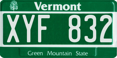 VT license plate XYF832