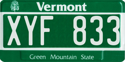 VT license plate XYF833