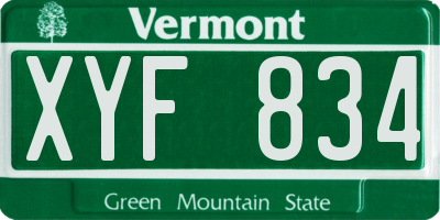 VT license plate XYF834