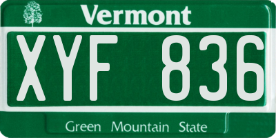 VT license plate XYF836