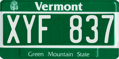 VT license plate XYF837