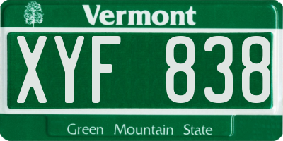 VT license plate XYF838