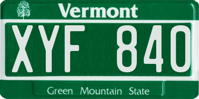 VT license plate XYF840