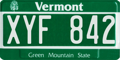 VT license plate XYF842