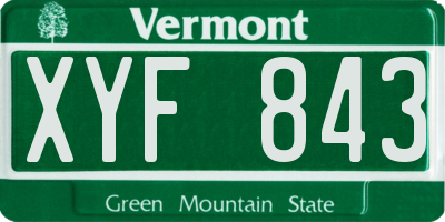 VT license plate XYF843