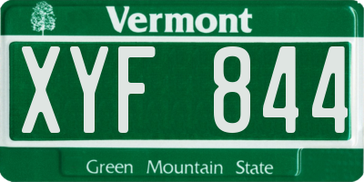 VT license plate XYF844