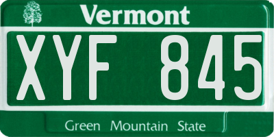 VT license plate XYF845