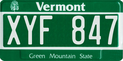 VT license plate XYF847