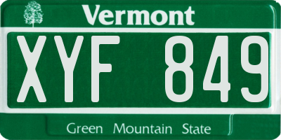 VT license plate XYF849