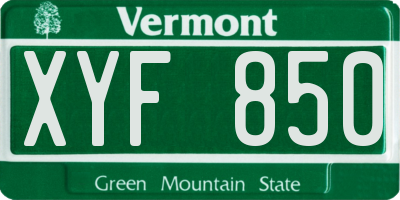 VT license plate XYF850