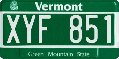 VT license plate XYF851