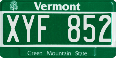 VT license plate XYF852