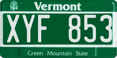 VT license plate XYF853