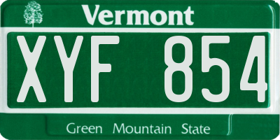 VT license plate XYF854