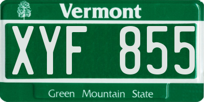 VT license plate XYF855